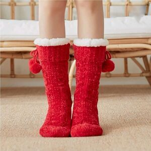 Women’s Chenille Slipper Socks Cozy Cabin Warm Winter Soft Comfy Fleece Non Slip